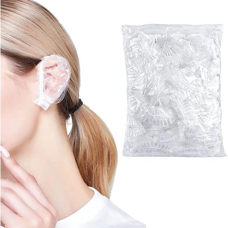 100 Pièces Protège-Oreilles Transparents Protecteurs D'oreille Jetables, Protège-Oreilles Imperméables, Plastique Cache-Oreilles Cache-Oreilles Élastique, pour Cheveux Teints Shampooing Bain (1/5)