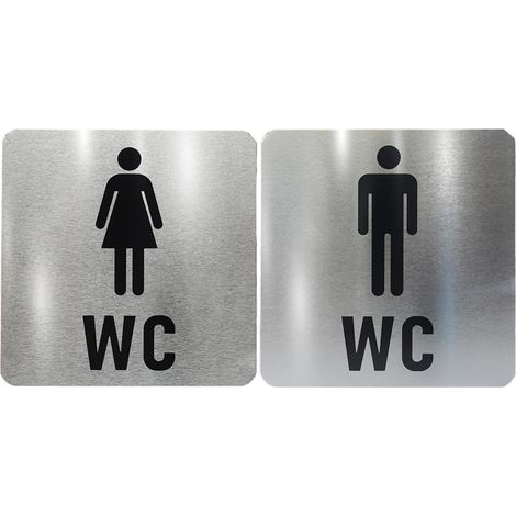 Plaque Wc Signaletique Toilettes En Acier Inoxydable Homme Femme 2 Pcs (1/5)
