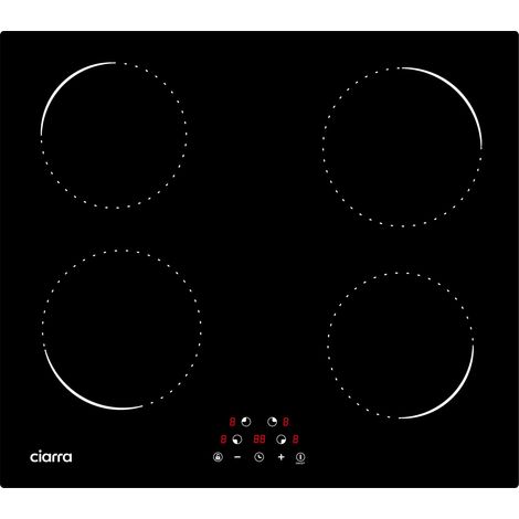 CIARRA Placa de Inducción 4 Fuegos 6000W Temporizador Potencia Ajustable Placa de Cocina 59cm CD4BIH-C
