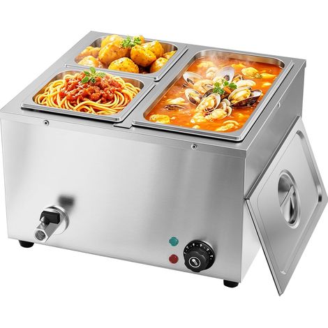 3 Bacs Bain Marie électrique en Acier Inoxydable 220V Tempéreuse À Chocola Chauffe-Plats Commercial avec 1 x 1/3 et 2 x 1/6 casseroles (1/5)