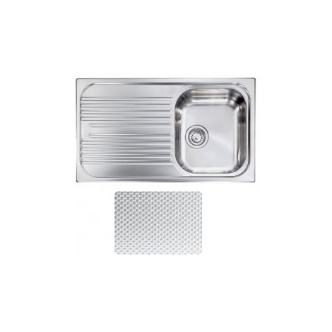 CM 010593.D1.01.2016 Atlantic Lavello da Incasso 1 Vasca + Gocciolatoio Sopratop Acciaio Inox Antigraffio (86x50 cm) colore Inox (1/5)
