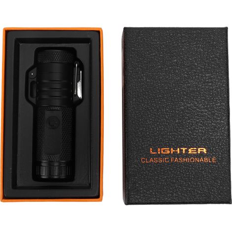 Briquet électrique rechargeable 220mAh, double arc étanche et anti-vent, noir, pour camping et cigarette (1/5)