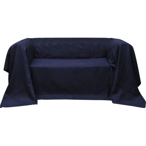 Housse de canapé en velours microfibre bleu marine 140x210 cm (1/3)
