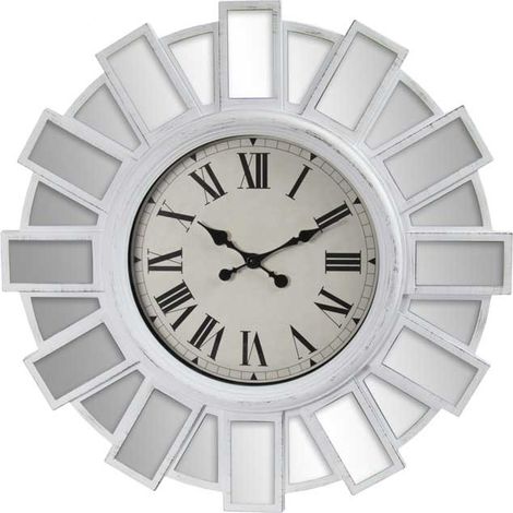OROLOGIO MAXI DA PARETE STILE MODERNO CON SPECCHI E VETRO 76X6 CM BIANCO (1/2)