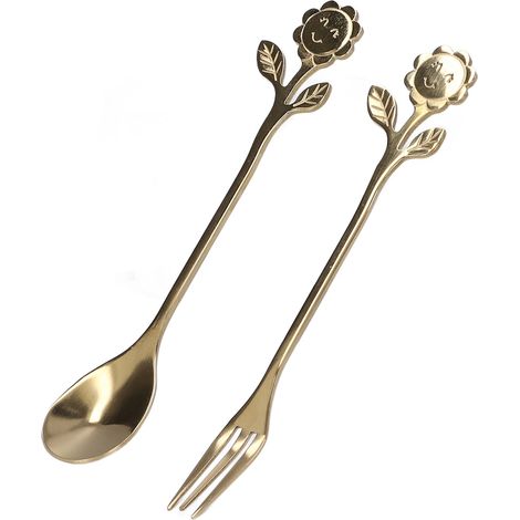 Ensemble Cuillère Fourchette en Or - Design Élégant et Poli Miroir - Idéal pour Maison ou Cadeau (1/5)