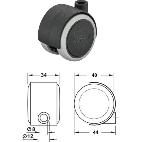 BIRUOTA HAFELE 611.74.600 D.40 PORTATA 35 KG SENZA PERNO O PIASTRA DI FISSAGGIO