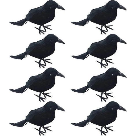 Décoration d'Halloween : Corbeau réaliste à plumes noires pour maison hantée (1/4)