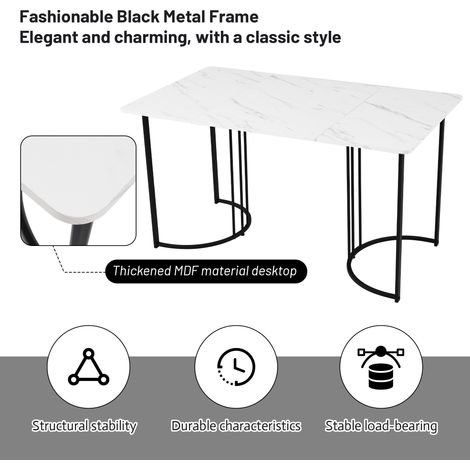 140 x 80cm Esstisch,(1-St), moderner Küchentisch, Gestell aus Metall
Rechteckiger Esstisch aus Moderner Marmormuster Küchentisch mit verstellbaren Füßen für Esszimmer Wohnzimmer, Weiß/Schwarz (1/5)