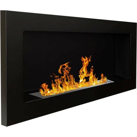 Dmora - Bioethanol-Kamin Aisone, Ökologischer Kamin, Rauchfreies Feuer, Heizung mit Ethanol, Made in Italy, 90x12 h39 cm, Schwarz