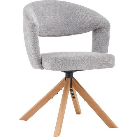 Set mit 2 drehbaren Retro-Stühlen grau aus Stoff, Holzbeine, 81,5 cm (1/5)