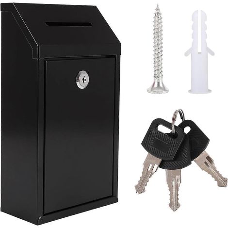 Boîte de dépôt verrouillable pour clés et lettres pour la maison ou le bureau noire (1/4)