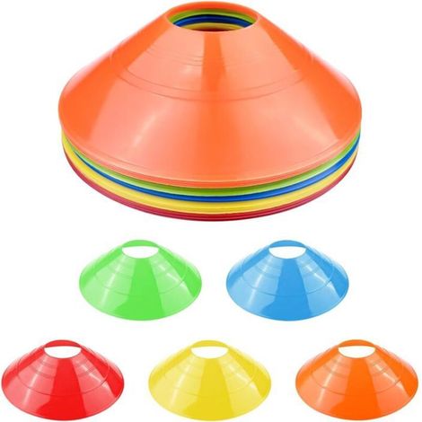 Plots de Marquage pour Football Cône, 5 Couleurs Plots Sport avec Sac en Filet, Sangle à Boucle Fixe, Disques d'Entraînement, (1/5)