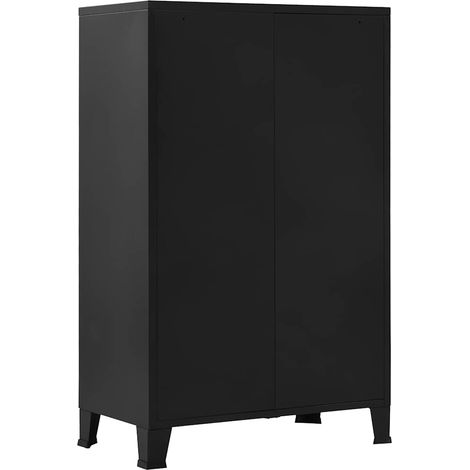 Maison Exclusive - Armoire de bureau avec portes en maille Acier 75x40x120 cm Noir (1/5)