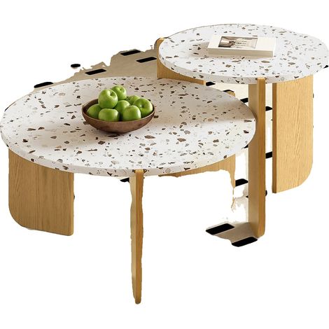 Table Basse Modulaire, Grande Taille 70x70x35 cm, Petite Taille 50x50x45,5 cm, Bois et Métal de Haute Qualité, Polyvalente pour Salon et Balcon, Construction Durable (1/5)