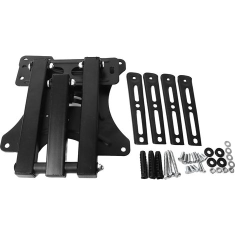 Soporte de pared para TV, estructura metálica, inclinación y rotación ajustables, color negro. (1/2)