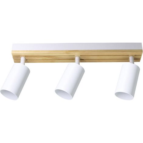 Regleta Waikato 3xGU10 blanco/madera orientable 16,5x38x5,5 cm