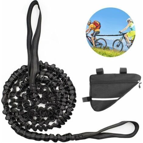 Tow Rope for Children's Bicycle, Elastic Rope for Children's Bicycle, Triangle Bag with Bicycle Rack, Suitable for Bicycles, Mountain Bikes and E-Bikes (Black) (1/5)