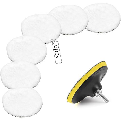 Kit de pulido de coches de 8 piezas, almohadilla de pulido de 80 mm, disco de pulido de lana con adaptador para taladro M10, almohadilla de pulido de lana de cordero para lijar, pulir y encerar.