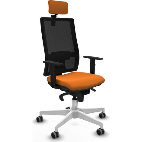 Horna sincro malla negra similpiel naranja brazos 1D base blanca cabecero 2D ruedas 65mm engomadas (1/5)
