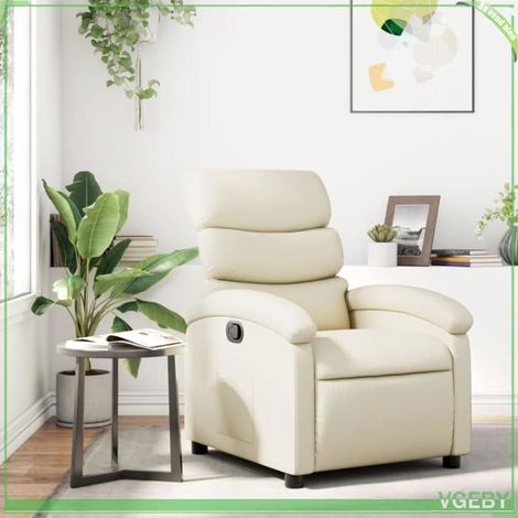 Fauteuil inclinable - 3205845 - Similicuir crème - Inclinaison manuelle 135° - Poche latérale (1/5)