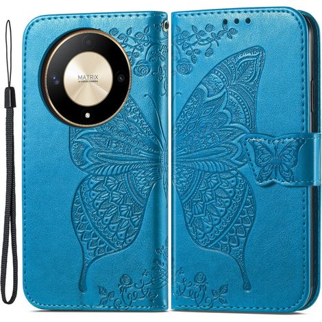 Funda tipo libro para Honor Magic 6 Lite 5G, Mariposa, Azul (1/5)