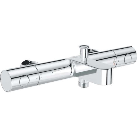 Grohe – Mitigeur thermostatique bain/douche 34770000 – Tête céramique 1/2' 180° – Finition chrome – Montage mural apparent – Économie d’eau (1/6)