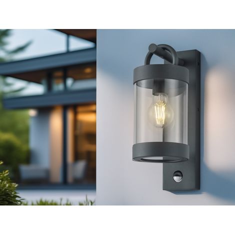 LED Außenwandleuchte mit Bewegungsmelder, Laterne Anthrazit, Höhe 33cm (1/5)
