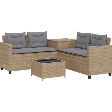 Maison Exclusive - Sofá de jardín en forma de L con mesa y cojine