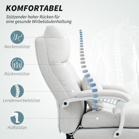 Fauteuil roulant sur roues, aspect lin, hauteur ajustable, inclinaison 160° réglable, repose-pieds intégré, blanc crème (1/4)