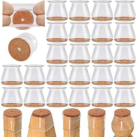 Lot de 24 protège-pieds de chaise pour parquets, embouts en silicone pour protéger les sols carrelés, patins en feutre, capuchons antidérapants pour pieds de meubles, réduisent le bruit ( (1/3)