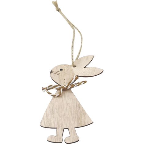 Décoration de Pâques : pendentif en bois lapin carotte œuf