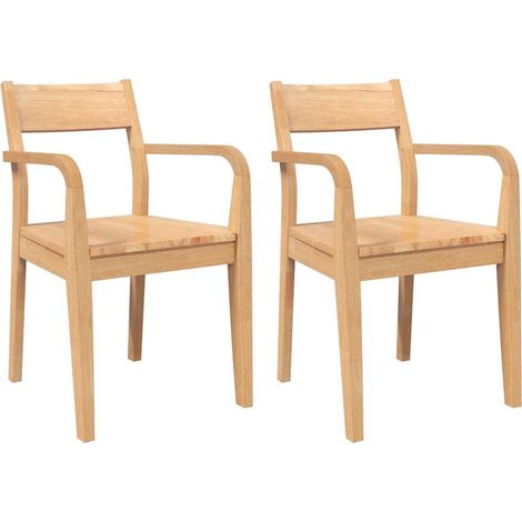 Lot de 2 Chaises à manger,Chaise de cuisine bois massif naturel caoutchouc CFW27191 (1/5)