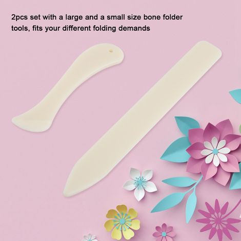 Lot de 2 plioirs blancs en os pour marquer, plier et rainurer les bords du papier (1/5)