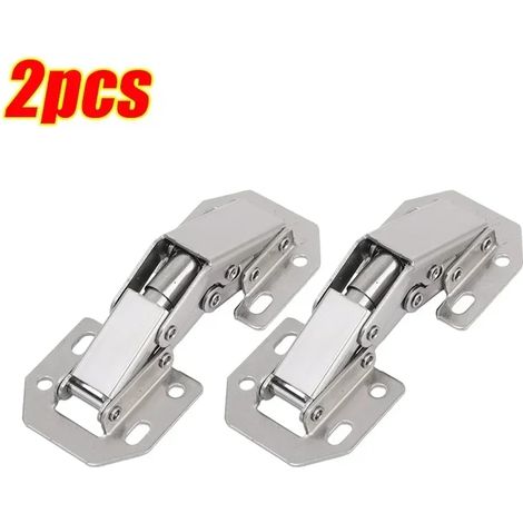 (2 pièces) Charnières de porte de placard en acier inoxydable à 90 degrés, sans perçage, avec butée intégrée. Kits de quincaillerie pour meubles et armoires. (1/5)
