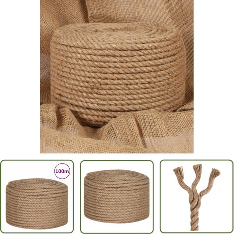The Living Store Corde 100 % jute 10 mm 100 m - Corde En Jute - Corde Naturelle - Corde Épaisse - Corde Résistante - Corde Bricolage (1/5)