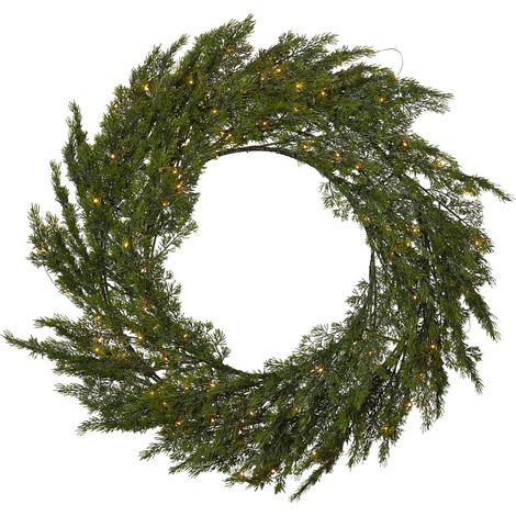 Couronne de sapin « Thuja » de Star Trading, grande couronne de Noël d'extérieur avec batterie et minuterie, 80 LED, Ø 80 cm