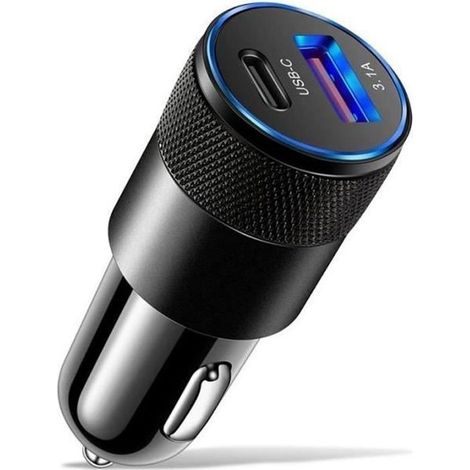 Chargeur Voiture USB Type C - ROHS - Double Ports - Universel - Noir (1/4)