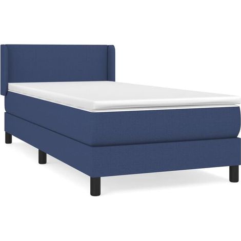 Cadre de lit en tissu, matelas inclus, bleu, 80 x 200 cm (1/5)