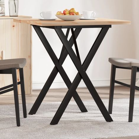 Esstisch X-Gestell 70x70x75,5cm Massivholz Kiefer und Stahl