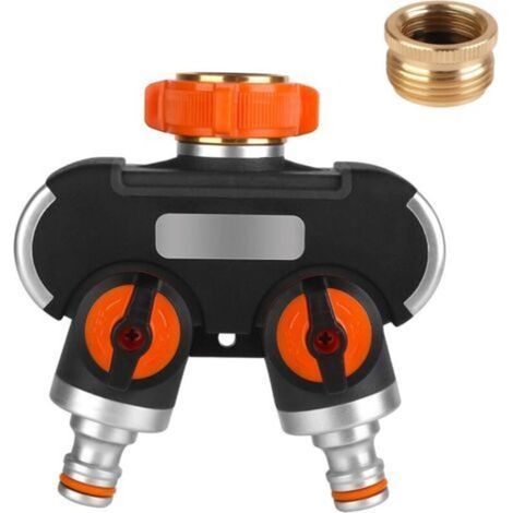 Two-way irrigation distributor - 3/4" and 1/2" water distributor with valve, adjustable for watering the garden (1/4)
