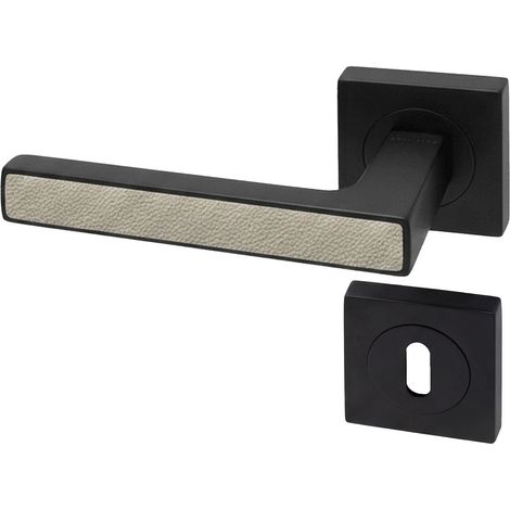 Poignée de porte d'intérieur Premium noir mat Cuir Argile à clé - Reivilo (1/3)