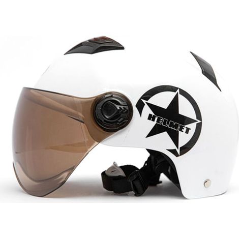UlisemCasque de moto demi-ouvert, taille réglable, équipement de protection pour la tête, unisexe, blanc (1/4)