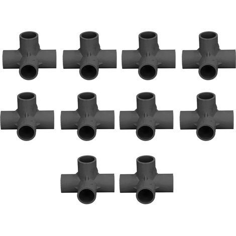 Lot de 10 raccords de tuyauterie en PVC 20 mm, coudes à angle droit 5 voies, connecteurs 3D pour meubles, noir (1/5)