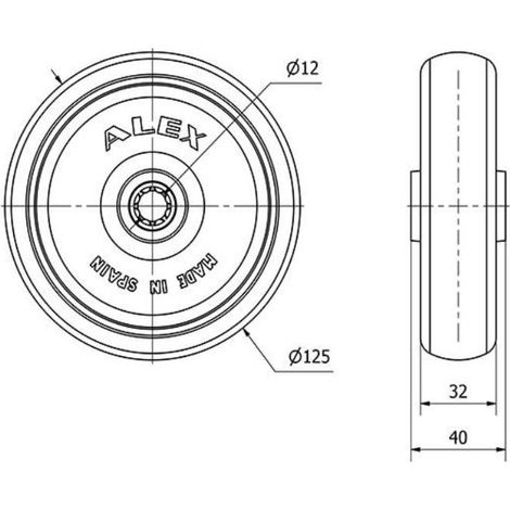 rueda pgzr125-12-40 nucleo poliamix y banda goma gris inyect.rodill. (1/2)