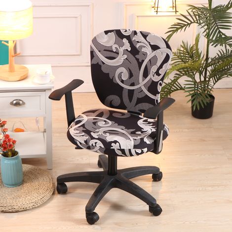 Housse De Chaise Amovible De Style Extensible Moderne - Housse De Chaise Amovible Et Résistante Pour Chaise De Bureau Rotative Chaise Pivotante Chaise, (Fauteuil Non Fourni) - 8 (1/4)