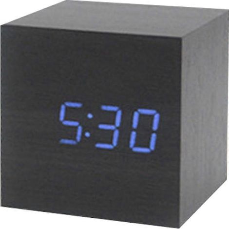 Réveil en bois cubique activé par le son, horloge décorative, décoration de chambre, fournitures de décoration pour fêtes et vacances 07 (1/5)