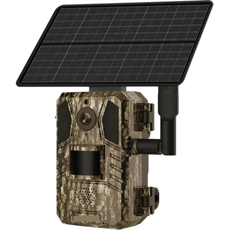 Caméra Faune Sauvage Caméra De Chasse Solaire 14mp 4G, Carte SIM IP66, Étanche 20M, Détection Mouvement PIR, for La Faune, Vision Nocturne IR Surveillance Fiable Précise(4G Camera Add 32G) (1/5)