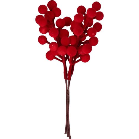 Ramo con bacche di velluto rosso 10x21h cm – Decorazione per bouquet e vasi – Eleganza e raffinatezza per interni – Peragashop