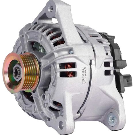 Generador para maquinaria ligera, voltaje de 12 V, corriente de carga de 120 A, diámetro de polea de 52 mm, 6 ranuras, montaje directo. (1/5)