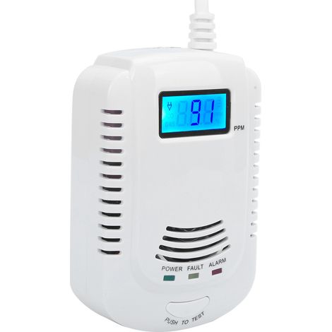 Alarme de fuite de gaz avec haut-parleur, voyant lumineux, écran et capteur vocal pour la sécurité domestique (prise 90-240 VEU).